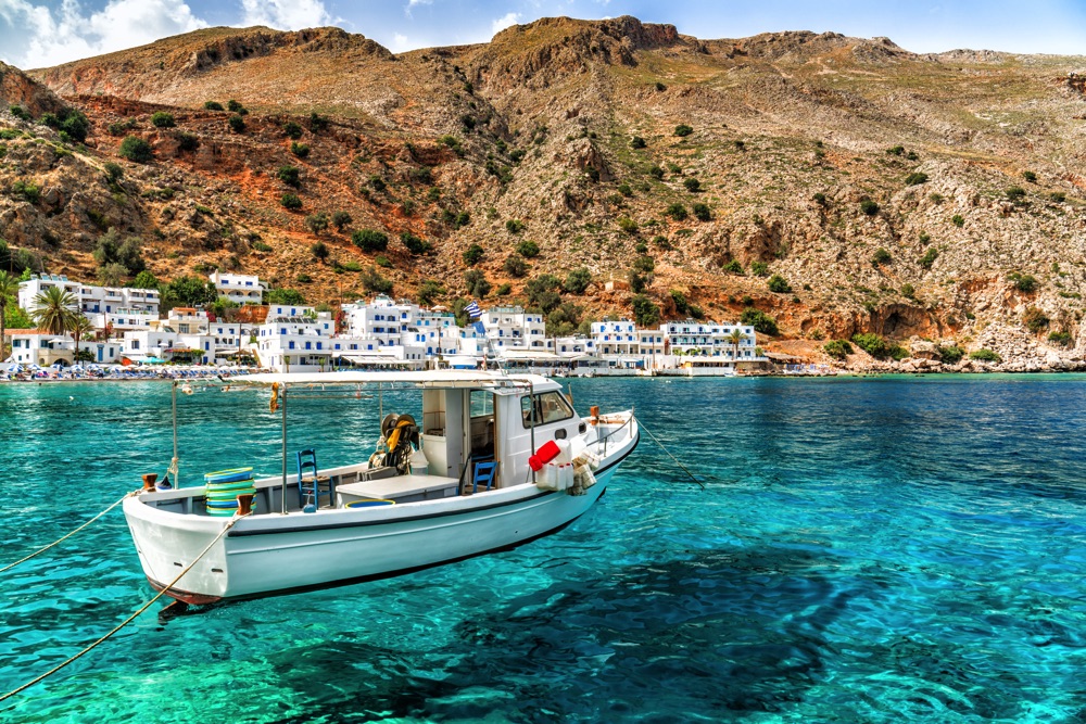 Bout in the clear water off of Loutro Island, Crete