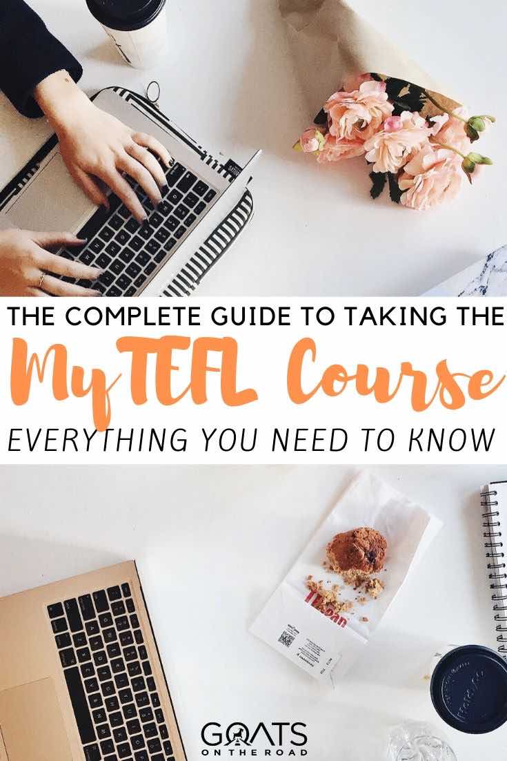 desk with text overlay the complete guide to taking the MyTEFL course