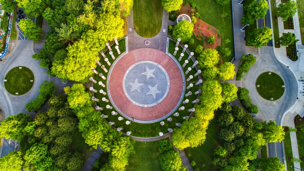 Overhead view of Bicentennial Park in Nashville