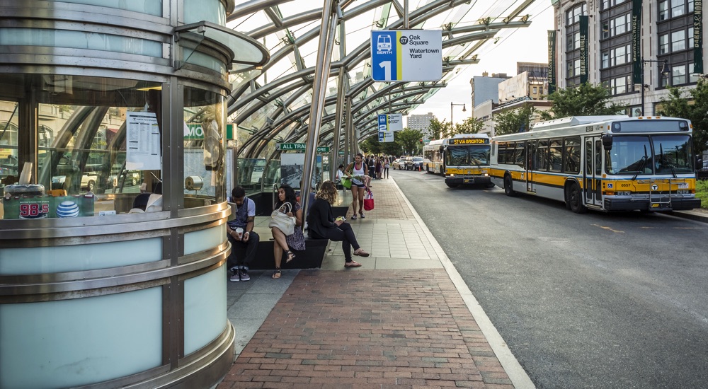 Bus stops and public busses in Boston