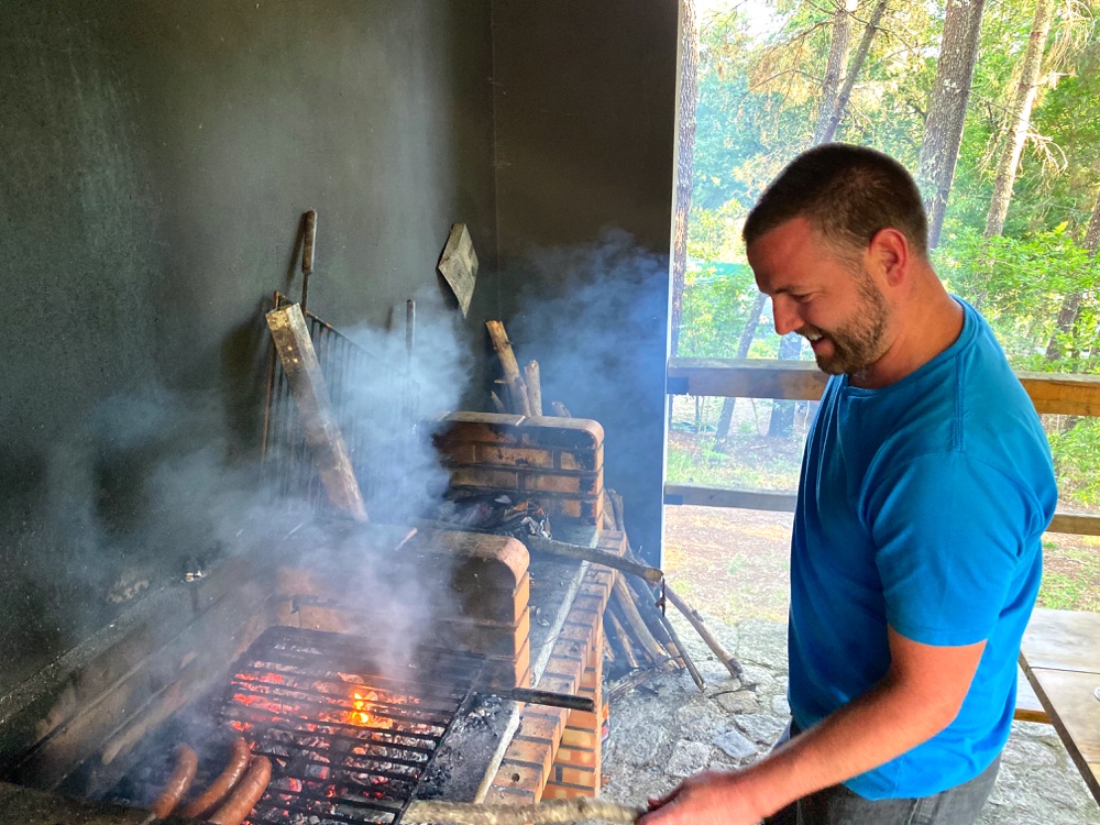 BBQ dinner while camping