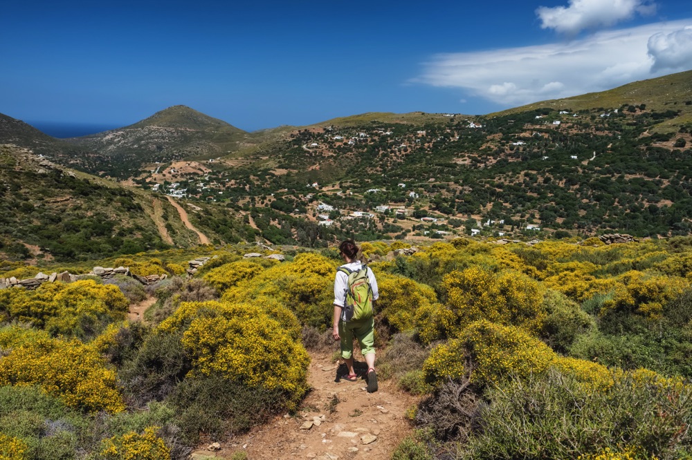 hiking andros island greece