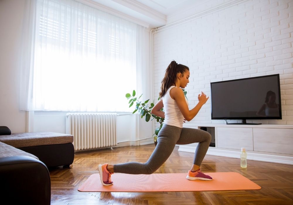 exercising from home while working as a freelancer