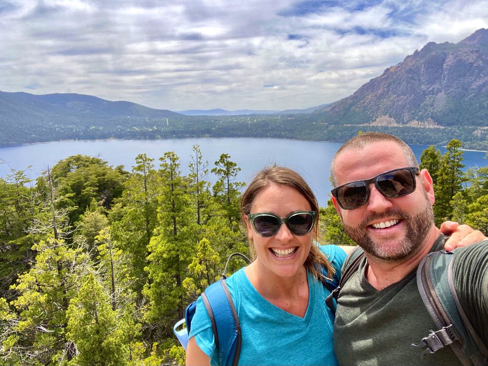 us at a lookout point in bariloche patagonia