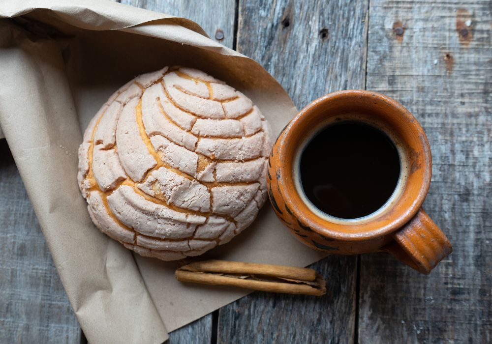 Traditional Mexican sweet bread and coffee.