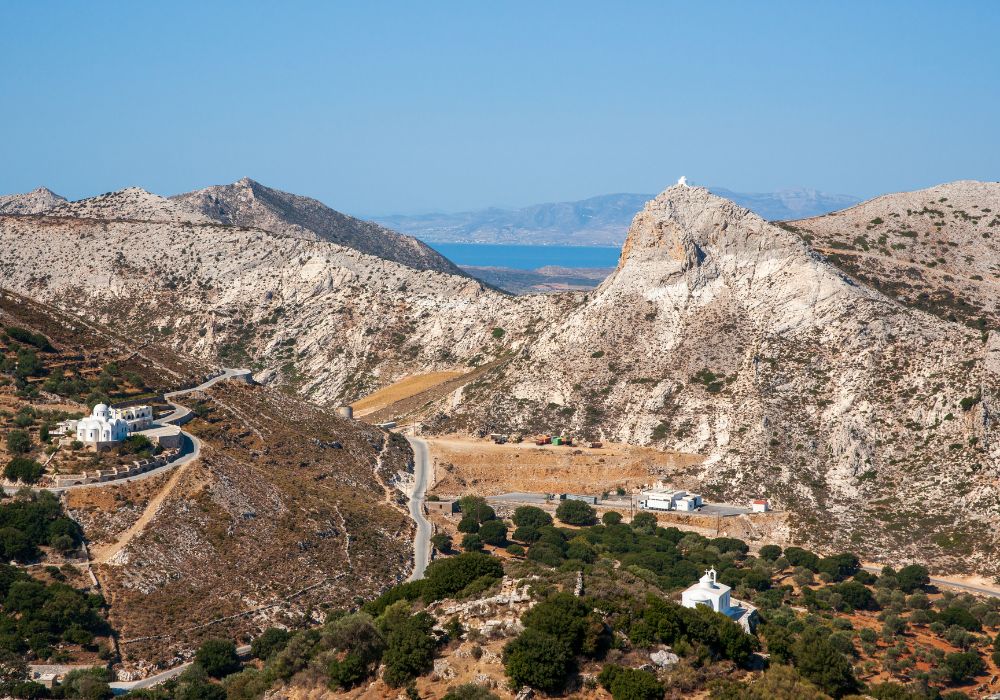 Exploring the winding mountain roads by car is one of the fun things to do on Naxos island.