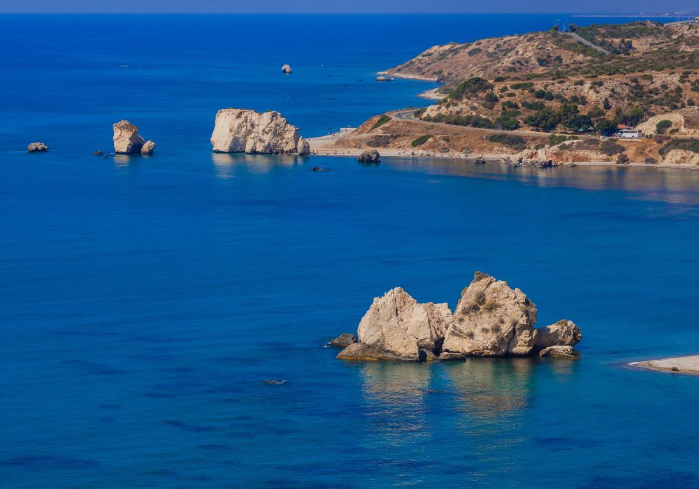 The incredible Aphrodite rock in Paphos, Cyprus.