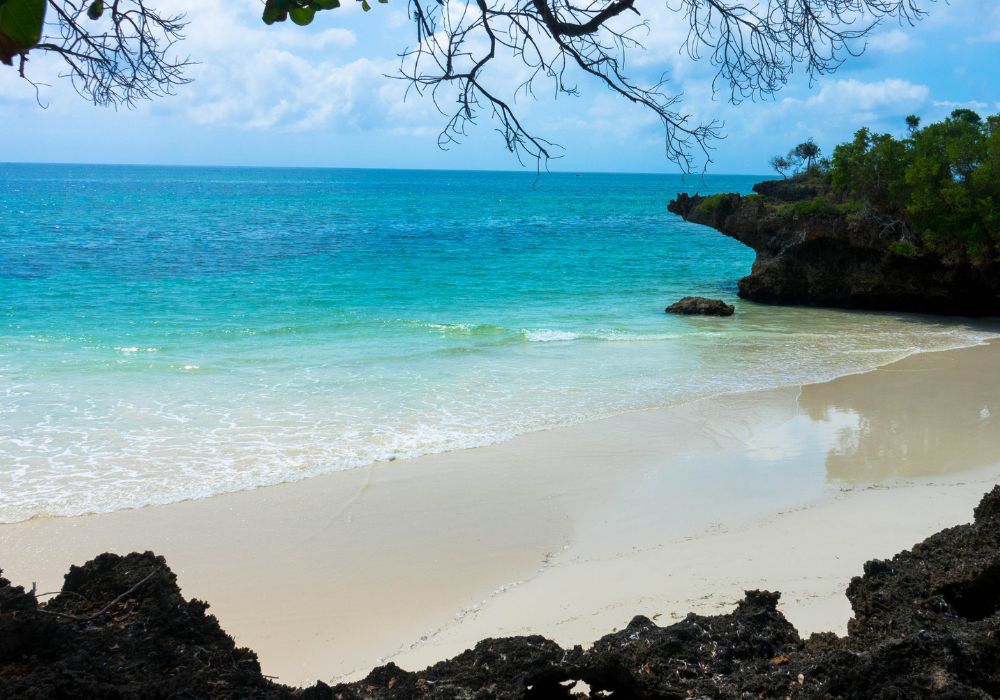 beautiful chale island beach in Kenya a quiet secludeed cove