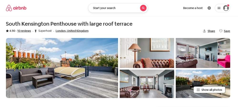 A large roof terrace with table, chairs, BBQ and lights to enjoy alfresco dinners as well as a cozy sofa around the living area.