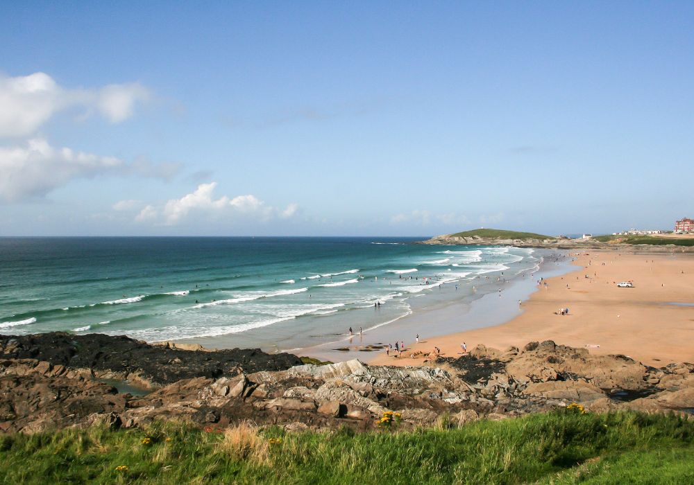 Over looking beach in Newquay, England.