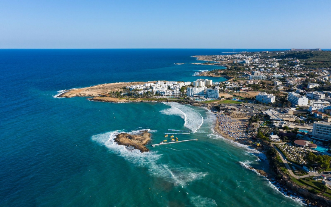 An aerial view of the Protaras beach in Cyprus.