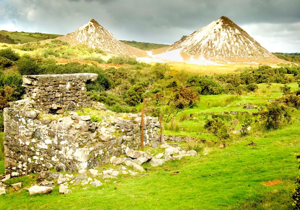 White Pyramid china clay heaps on Bodmin Moor.