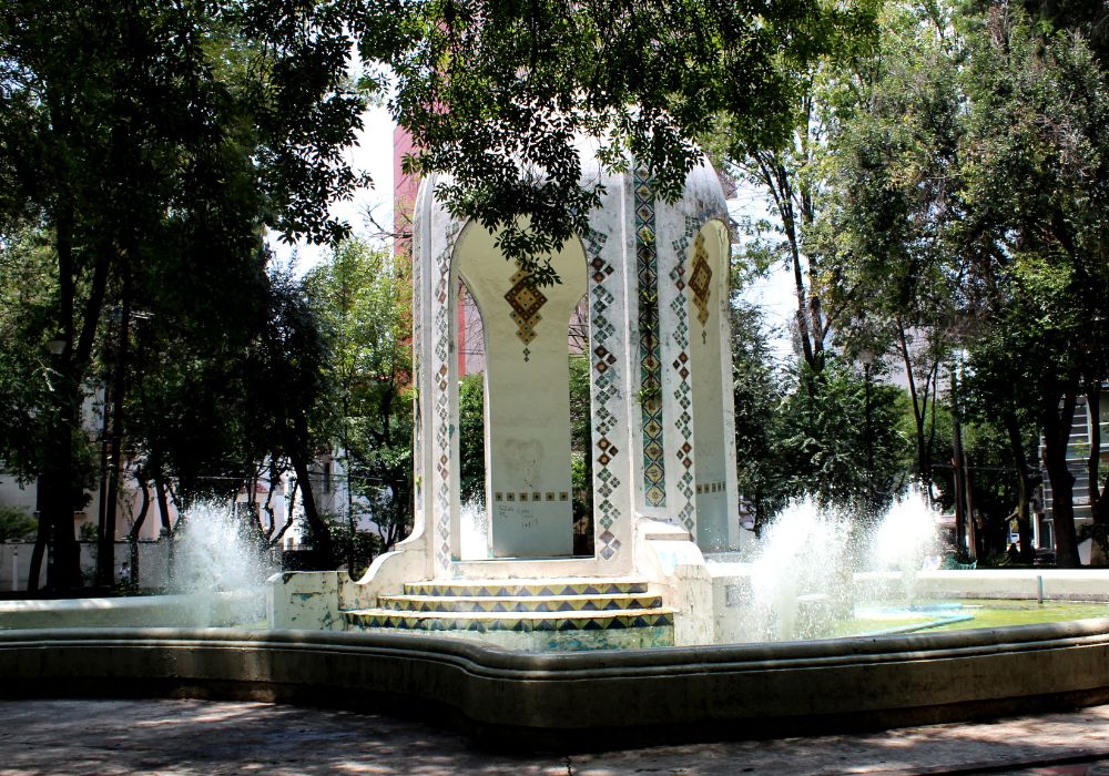 A beautiful fountain landmark of La Condesa in Mexico City