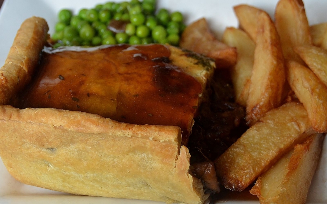 A different types of traditional British food.