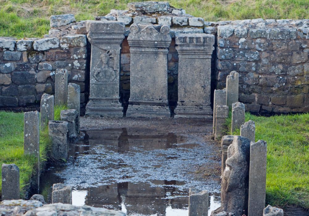 The Carrawburgh Mithraeum Roman temple ruins in London.