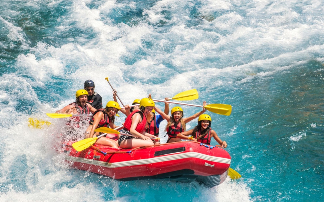 A group of whitewater rafting enthusiasts.