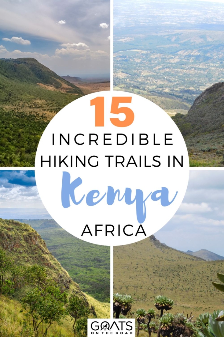If you are looking for jaw-dropping Kenya hiking trails for your African bucket list, look no further! Discover these 15 incredible hiking trails in Kenya! A list of adventurous hiking trails in Kenya, such as Oloolua Nature Trail, Mount Kilimambogo, Mount Kenya, Menengai Crater and Caves, including features, estimated hike time, and much more! | #adventure #visitkenya #wanderlust