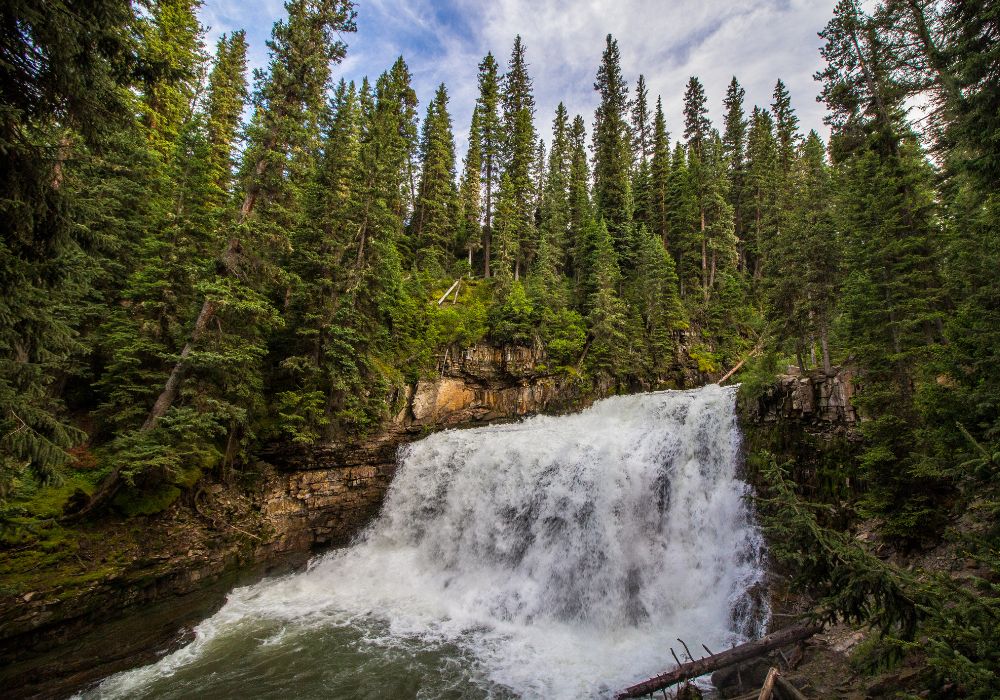Beautiful Ousel Falls during spring runoff in June.