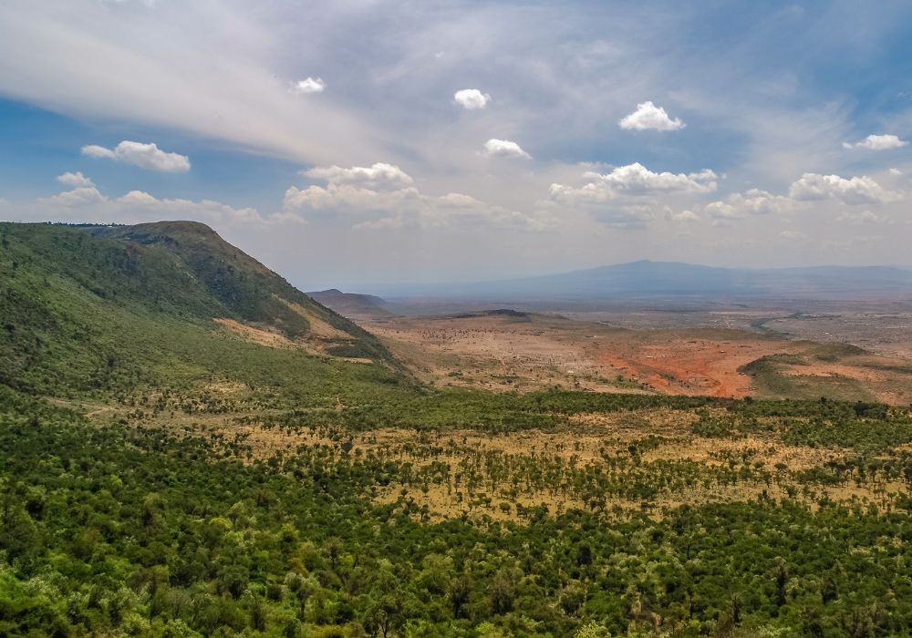 The Great Rift Valley from the Kamandura Mai-Mahiu Narok Road, Kenya, Africa.