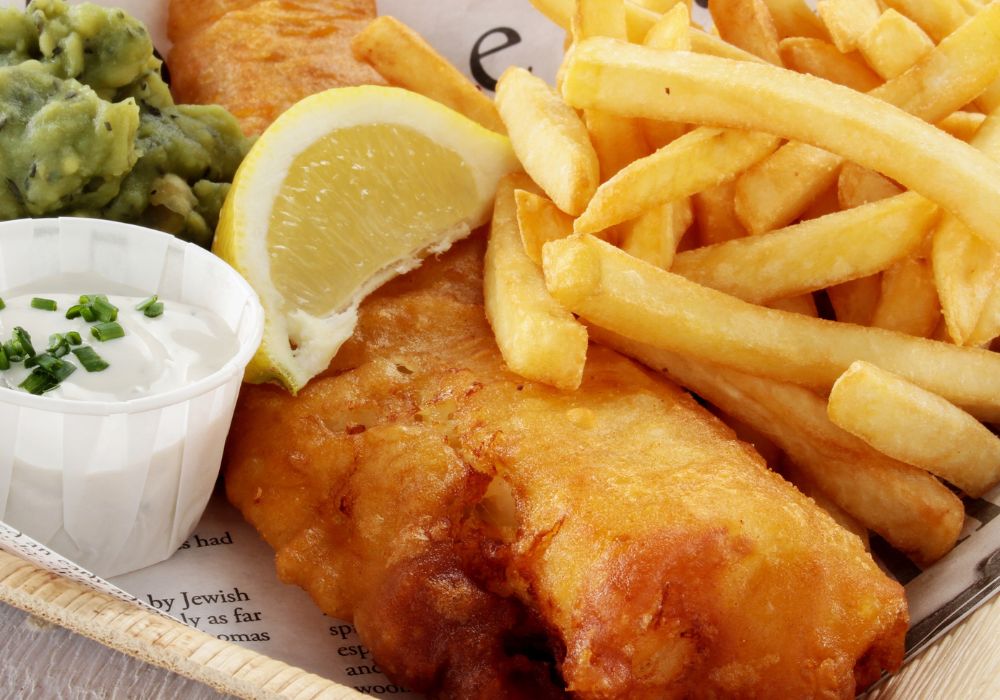 fish and chips on a plate