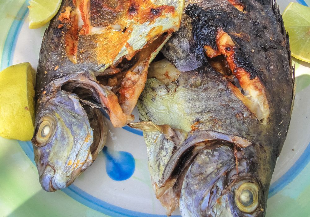 Swahili fish, which is a typical Kenyan grilled fish.