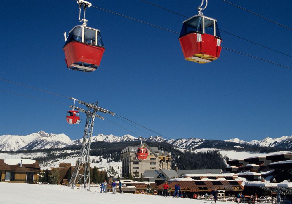 Cable cars at Big Sky ski resort in Montana.