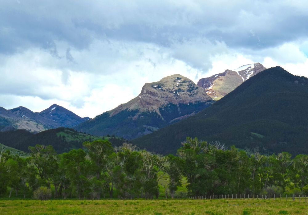 The beautiful Taylor-Hilgard wilderness on a gloomy day in the Southwestern Montana's Madison Range.