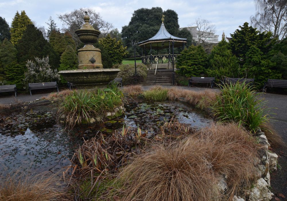 A stunning Victoria Gardens Truro Cornwall in winter.