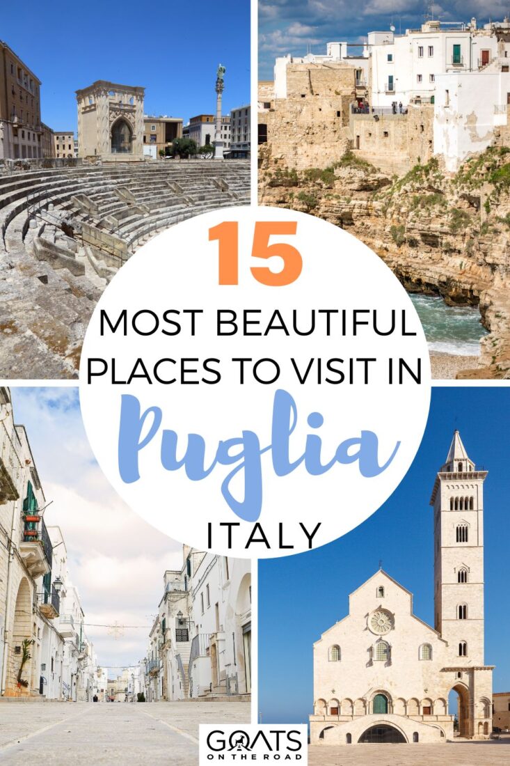 Heading to the beautiful southeastern Italy? This guide to the 15 most beautiful places to visit in Puglia, Italy with tips on where to stay in Puglia, the best way to get around, and much more! From whitewashed Ostuni to Baroque-rich Lecce, these are the best places to visit in Puglia, the heel of Italy! | #bari #visititaly #wanderlust