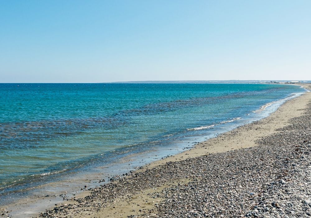 Beautiful blue sky over the stunning Lady's Mile beach in Limassol, Cyprus