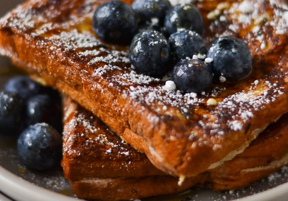 Stuffed French Toast with blueberries.