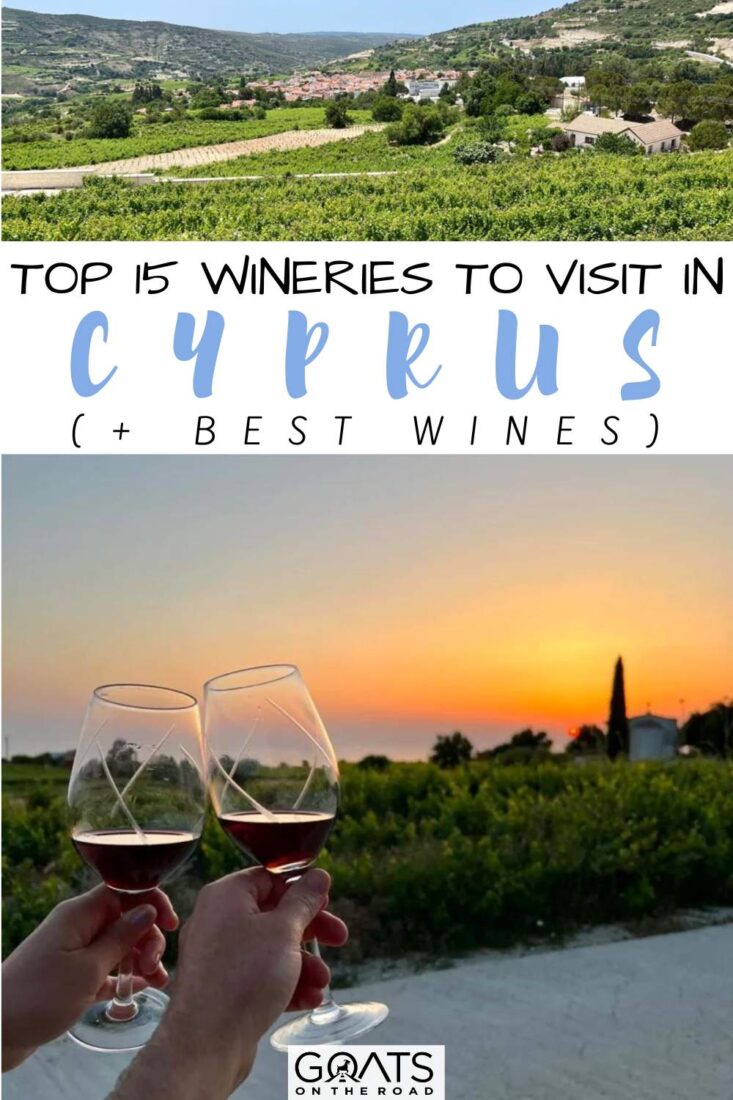 Are you planning a trip to the amazing island of Cyprus? Discover Cypriot wine with our list of the top 15 wineries to visit in Cyprus! Cyprus has many small, independent wineries that produce superb wines. Ayia Mavri is one of them in the Troodos Mountain foothills. Check out the most beautiful wineries to visit in Cyprus! Whether you are a first-time or return visitor, you will surely enjoy visiting these wineries! | #visitcyprus #wine #wanderlust