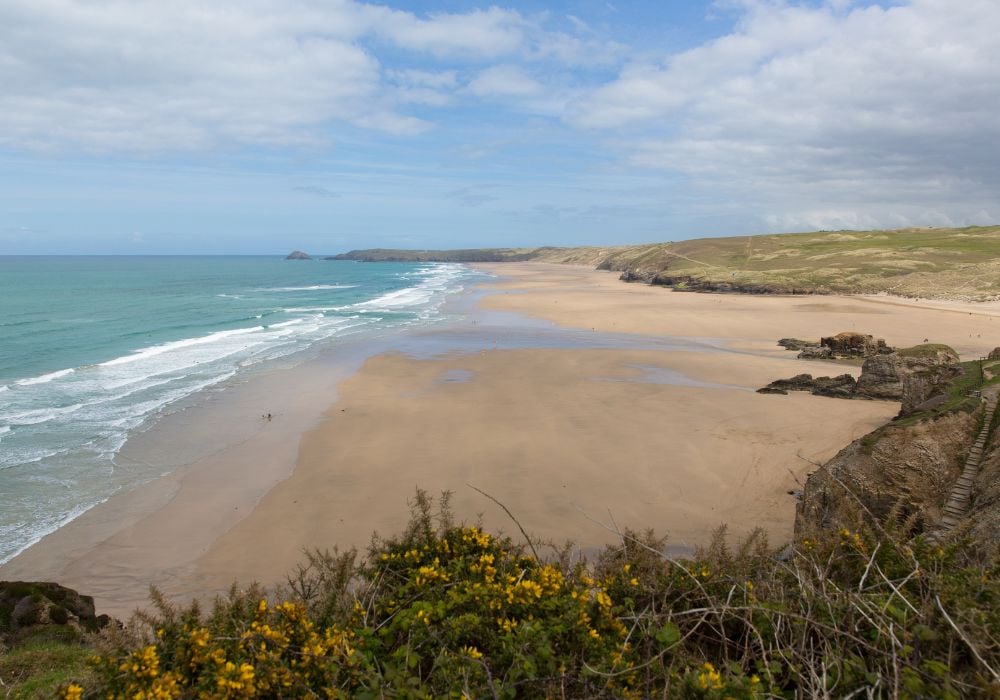The white sandy Perranporth beach is one of the best Cornish beaches in England.