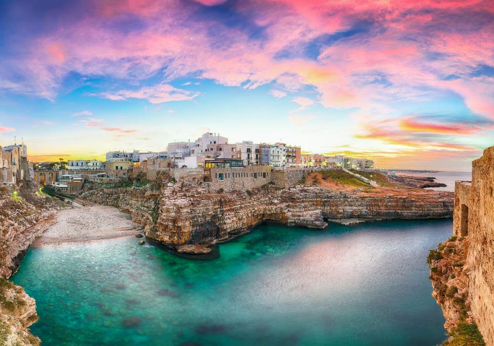 Lama Monachile beach near Bari on sunset.