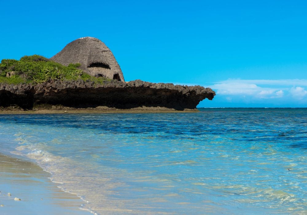A panoramic view of the Indian Ocean from Chale Island, Kenya.