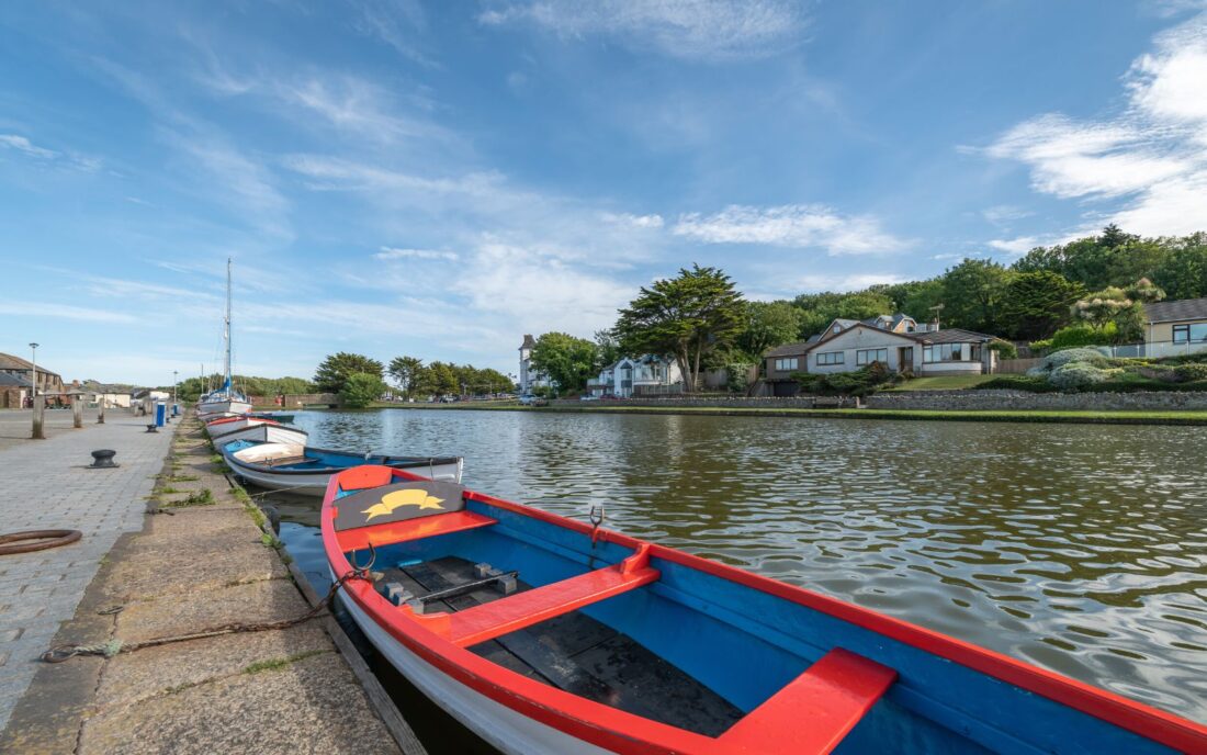 Row boats on the canal in Bude, Cornwall