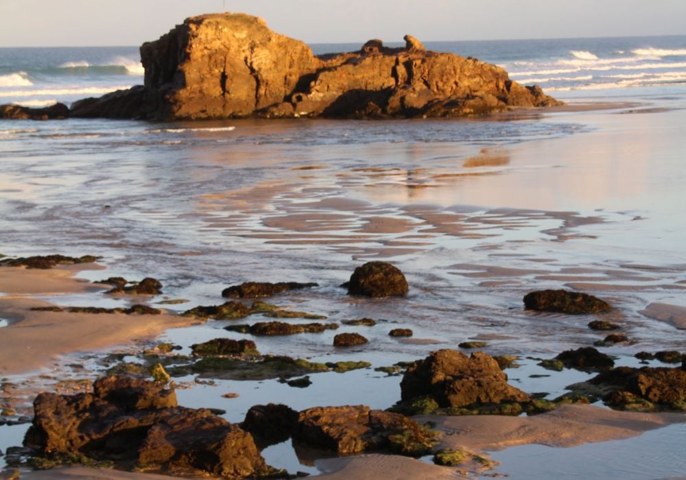 The beautiful watering hole Perranporth beach in Cornwall.