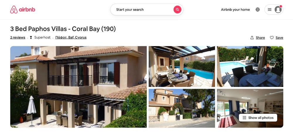 This lovely three-bedroom 'boutique' style villa is in the very best location for Coral Bay; the beach is a three-minute stroll in one direction, and all the taverns and restaurants are a four-minute stroll in the other direction.