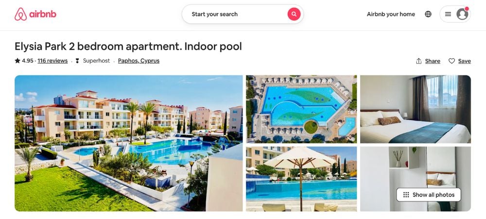 A beautiful place to stay apartment with 2 bedrooms and 2 bathrooms in the large gated Elysia Park complex with huge pools.