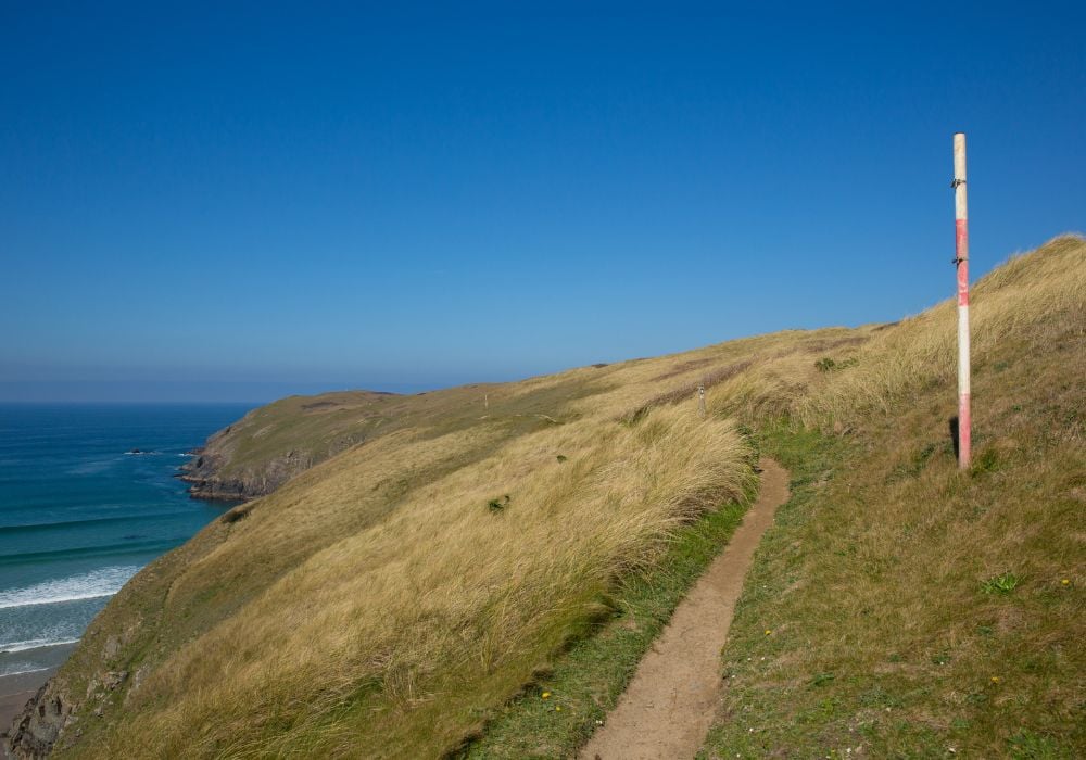 The beautiful Penhale Sands in Perranporth from a distance