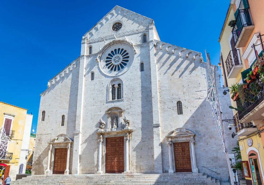 The cathedral of Bari, in Apulia, southern Italy, on a bright day.