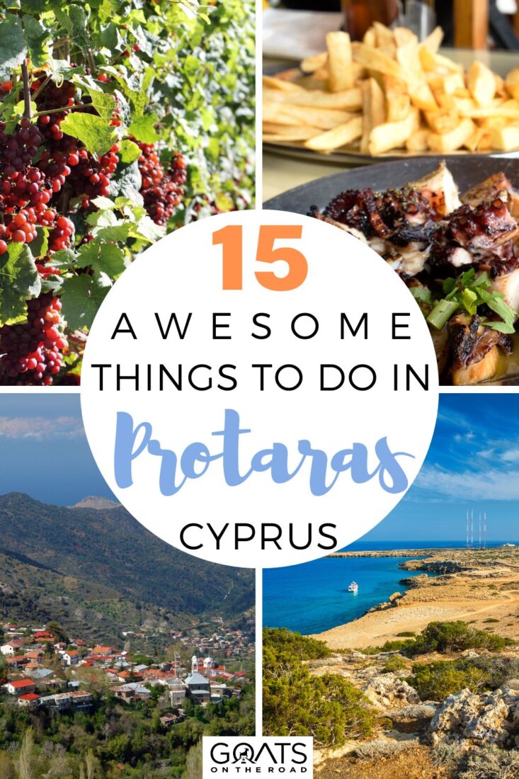 Are you planning a trip to one of the must-see locations in Cyprus? With friends and family, explore these 15 awesome things to do in Protaras, Cyprus! Explore everything, including its mouthwatering cuisine and fascinating culture and history! Visit the stunning Protaras and learn about Cyprus' rich history and culture! | #cyprus #traveltips #bucketlist