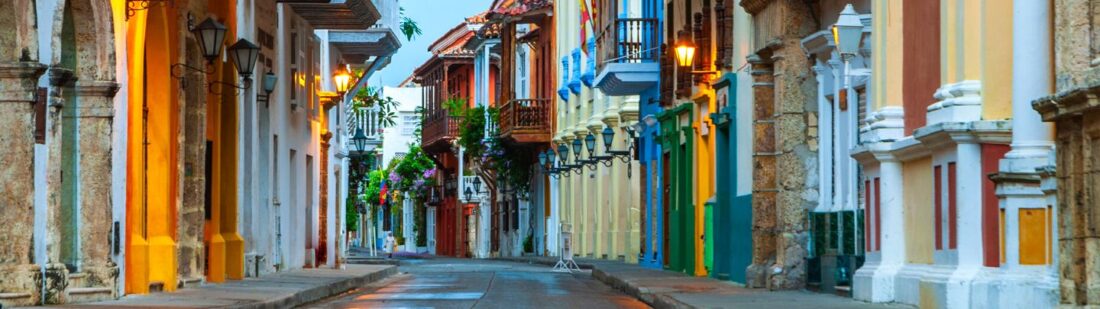 colorful old colonial town in Colombia