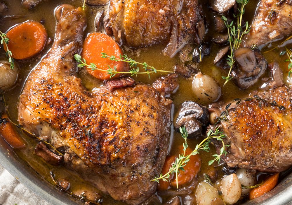 A delicious French Coq Au Vin Chicken food in France