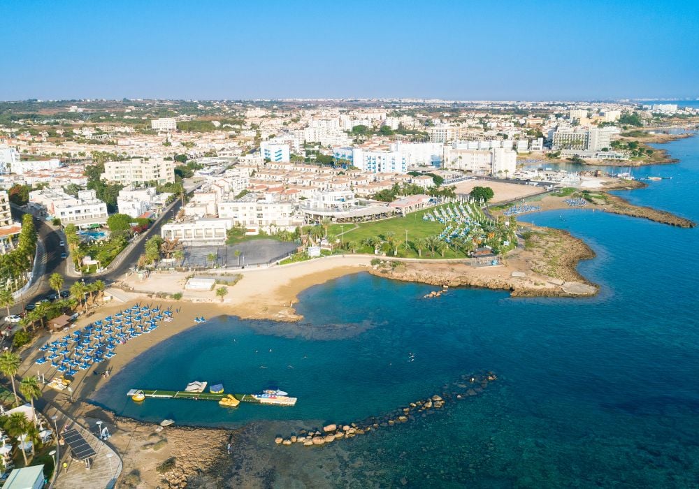 Aerial Pernera beach, Protaras, Cyprus