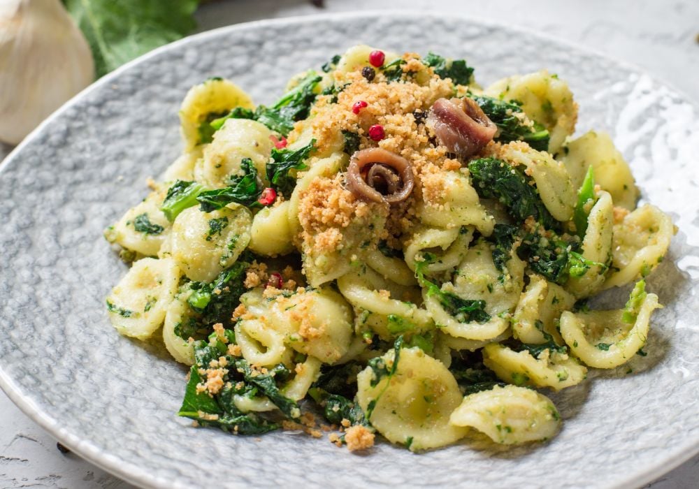 The famous and tasty Orecchiette on a ceramic plate.