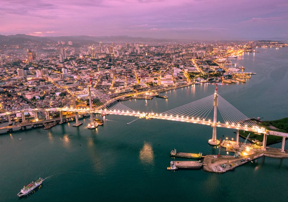 An aerial view of the Cebu-Cordova bridge.