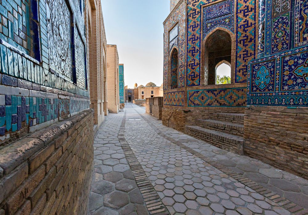 avenue of tombs in Samarkand, Uzbekistan.