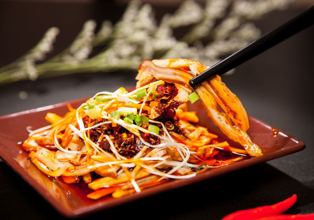 A delicious Chinese food on ceramic plate