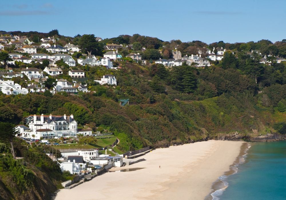 The stunning Carbis bay beach in St Ives, Cornwall.